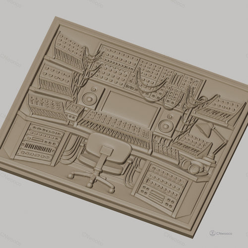Fichier CNC & impression 3D studio musique électronique, synthétiseurs, clavier, casque, siège haute qualité relief STL