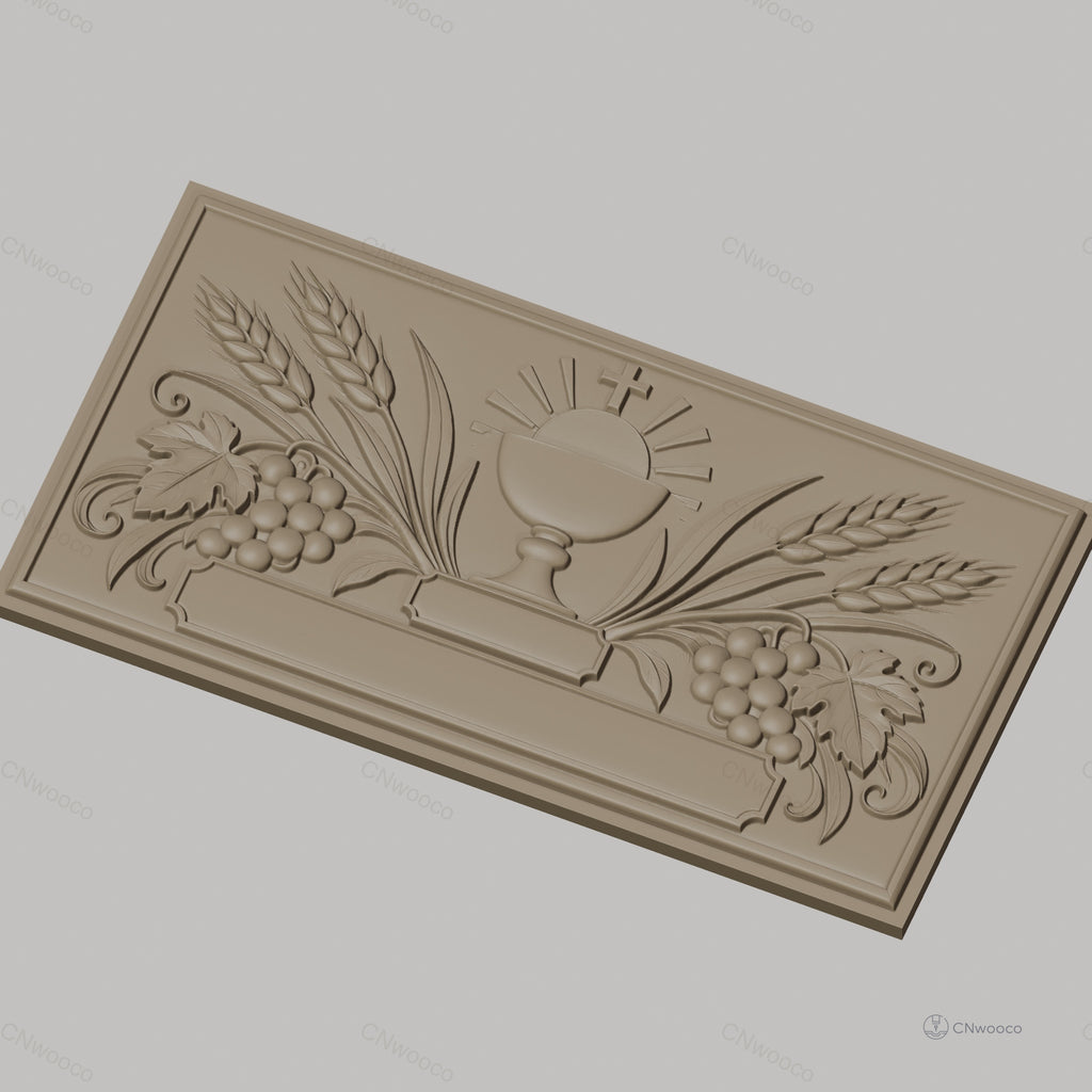 Fichier CNC & impression 3D christ, raisin et épis de blé, haute qualité relief STL