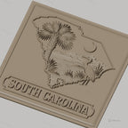 Fichier CNC & impression 3D South Carolina, palmier, héron, croissant de lune, haute qualité relief STL
