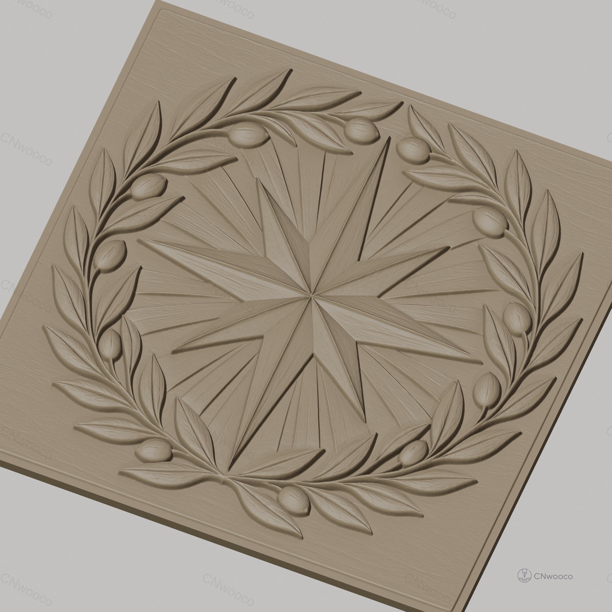 Fichier CNC & impression 3D boussole et couronne d'olivier, décoration murale relief bois haute qualité relief STL