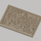 Fichier CNC & impression 3D maison de sorcière, chat, forêt et champignons, haute qualité relief STL