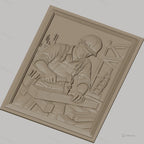 Fichier CNC & impression 3D charpentier au travail, marteau et bois, haute qualité relief STL