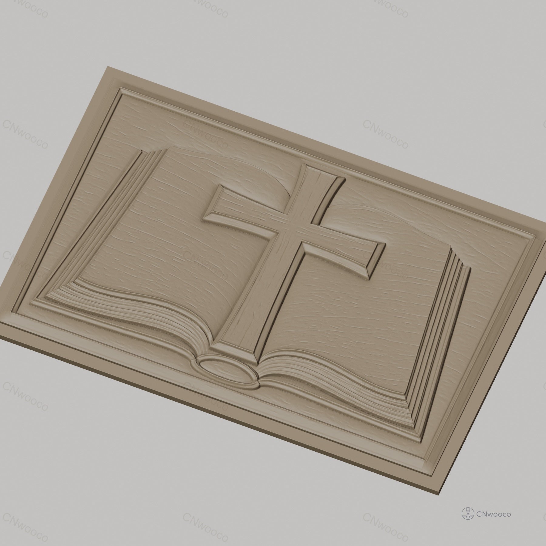 Fichier CNC & impression 3D bible ouverte avec croix religion, haute qualité relief STL