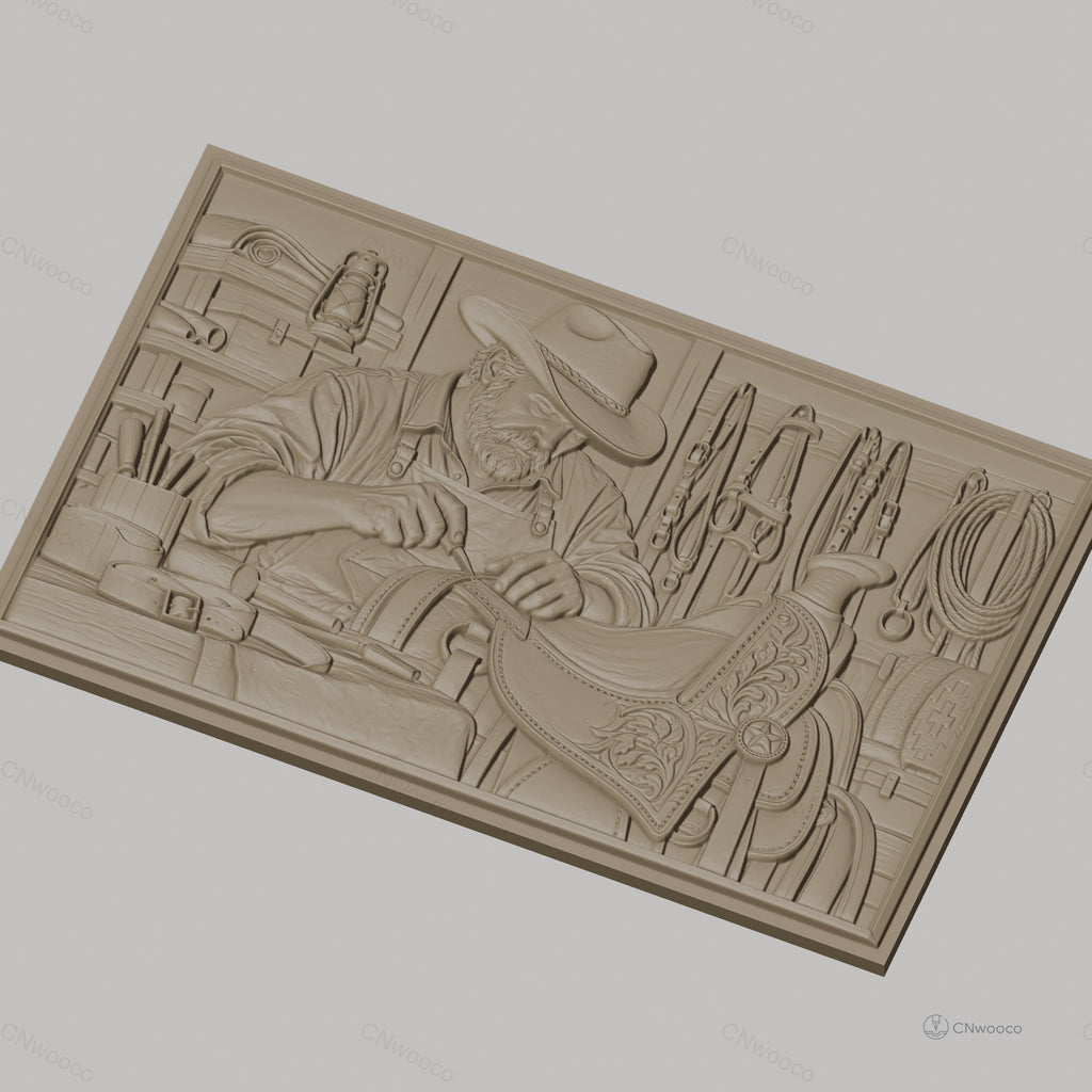 Fichier CNC & impression 3D artisan au travail, sellerie et outils de cuir, haute qualité relief STL