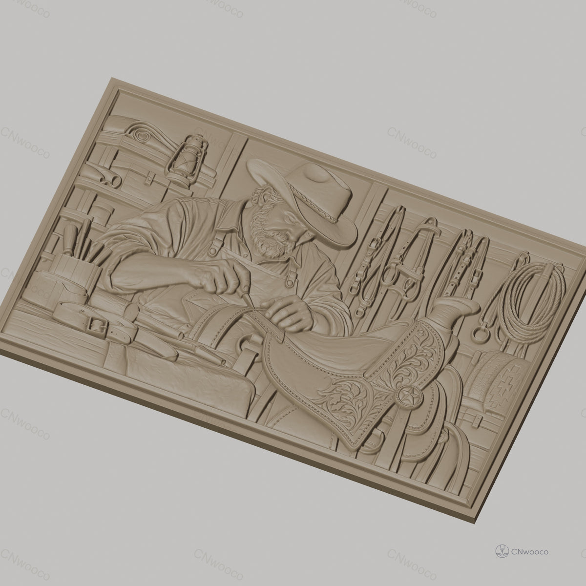 Fichier CNC & impression 3D artisan au travail, sellerie et outils de cuir, haute qualité relief STL