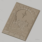 Fichier CNC & impression 3D paysage de village médiéval, arche en pierre et chemin pavé, haute qualité relief STL