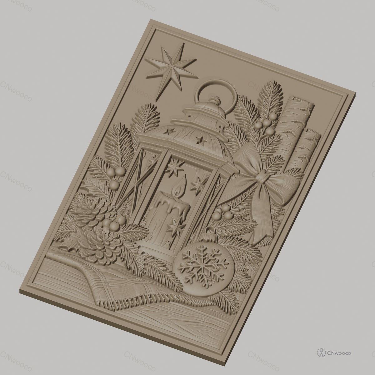 Fichier CNC & impression 3D décorations de Noël, lanterne, bougie, pommes de pin, haute qualité relief STL