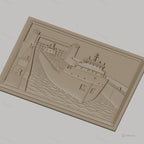 Fichier CNC & impression 3D bateau dans écluse maritime, détail de navire et eau, haute qualité relief STL