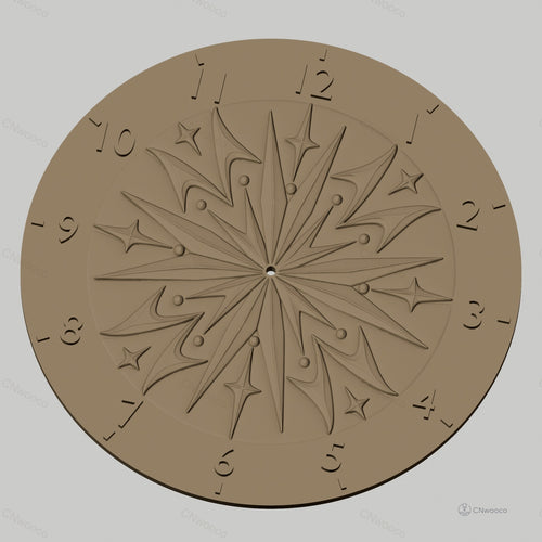 Fichier CNC & impression 3D horloge murale rosace étoilée décorative STL