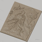 Fichier CNC & impression 3D samouraï et tigre, épée, bambou, pagode, haute qualité relief STL