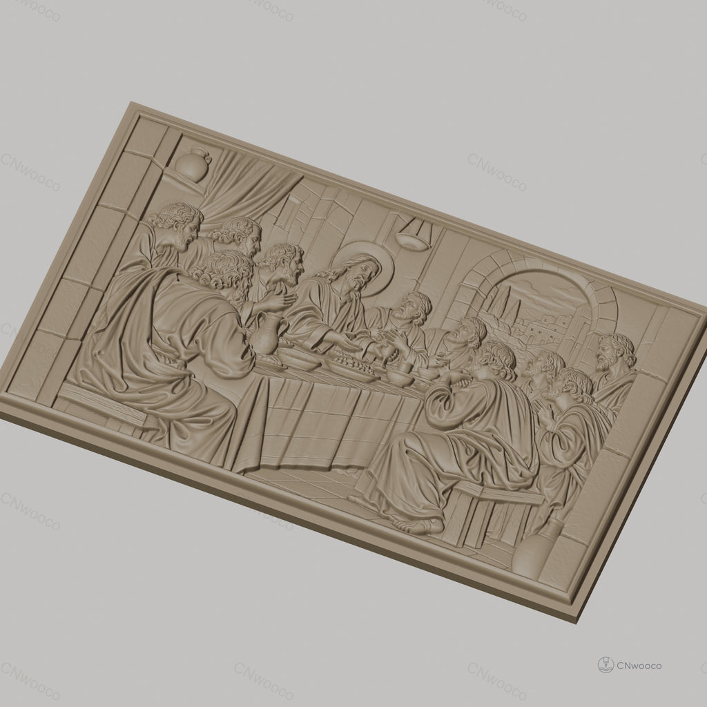Fichier CNC & impression 3D Cène, Jésus et apôtres au repas, haute qualité relief STL