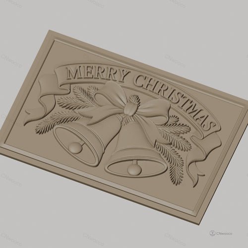 Fichier CNC & impression 3D Noël, cloches, ruban et branches de sapin, haute qualité relief STL
