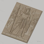 Fichier CNC & impression 3D héros égyptien, temple, statues, bouclier et lance, haute qualité relief STL