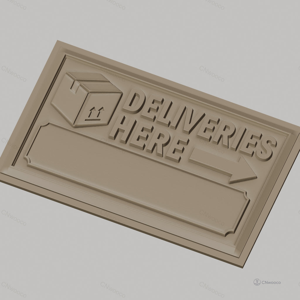 Fichier CNC & impression 3D panneau livraisons boîte flèche, haute qualité relief STL