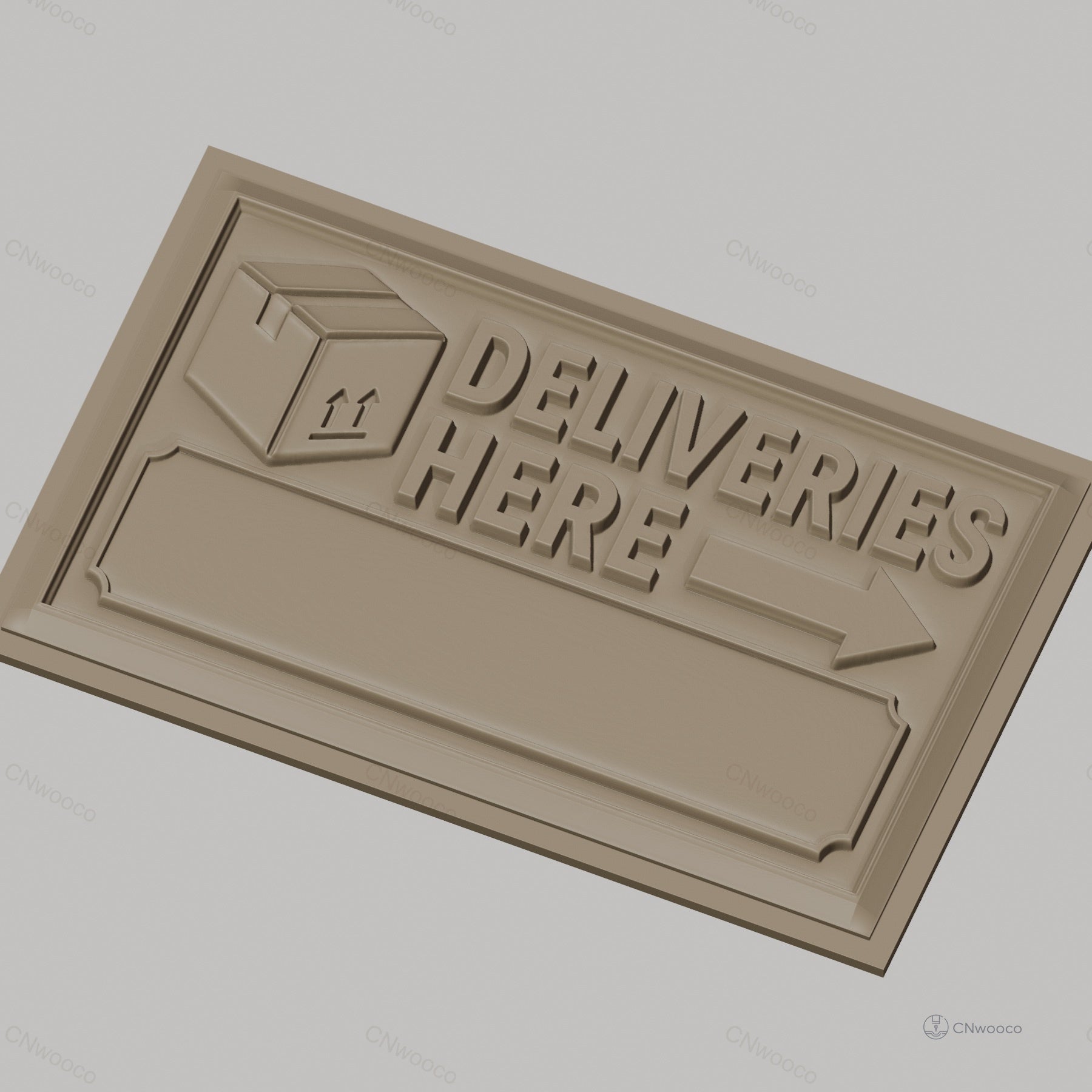 Fichier CNC & impression 3D panneau livraisons boîte flèche, haute qualité relief STL