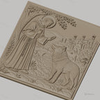 Fichier CNC & impression 3D Saint François d'Assise, loup, village médiéval, haute qualité relief STL
