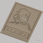 Fichier CNC & impression 3D Alaska, ours, montagnes et sapins, haute qualité relief STL