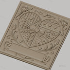 Fichier CNC & impression 3D cœur patchwork avec roses et nœud, haute qualité relief STL