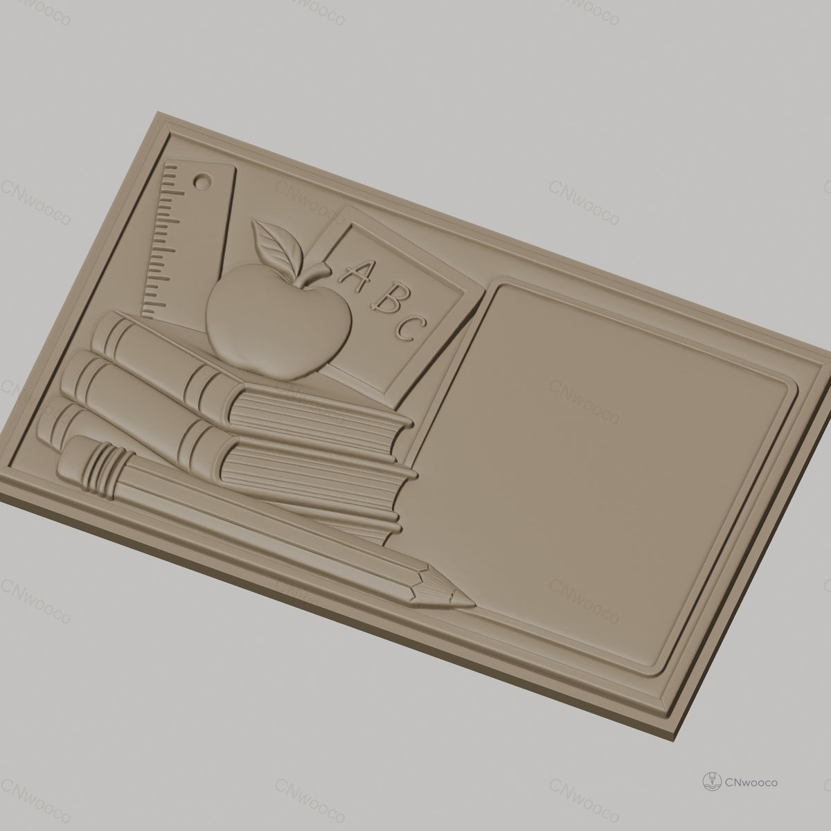 Fichier CNC & impression 3D thème école, pomme, livres, règle, crayon, tableau, haute qualité relief STL