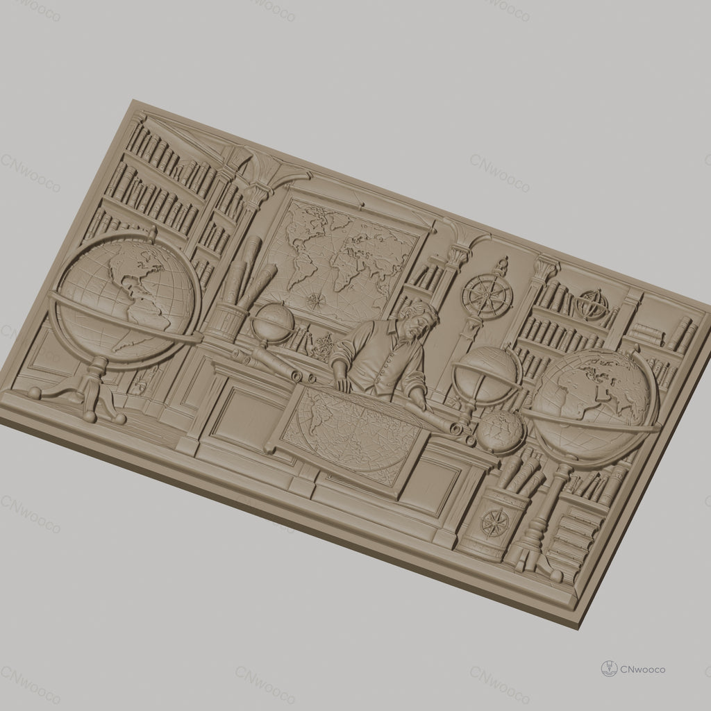 Fichier CNC & impression 3D cartographie, bibliothèques, globes terrestres, homme et cartes ancienne, haute qualité relief STL