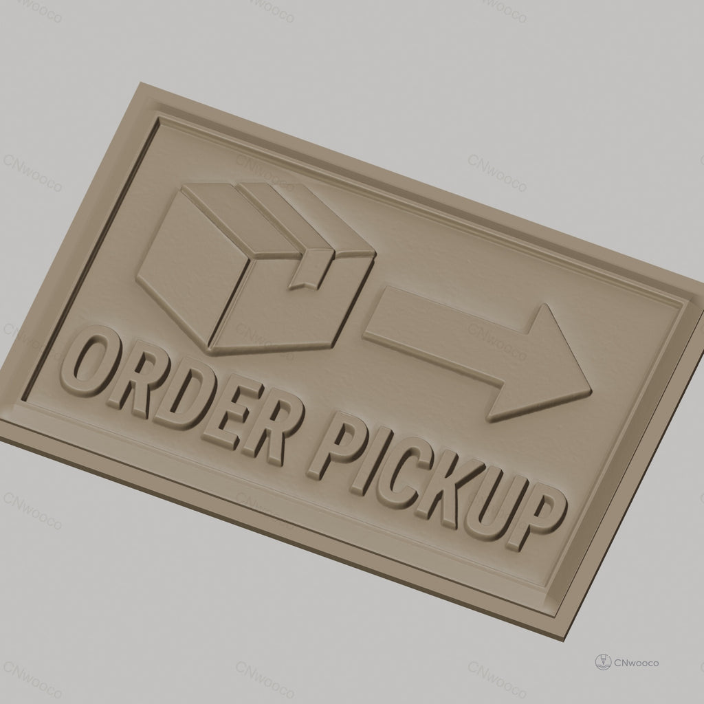 Fichier CNC & impression 3D thème pick up commande, boîte colis flèche direction, haute qualité relief STL