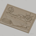 Fichier CNC & impression 3D bateau de plaisance, gouvernail, boussole, corde et taquet, haute qualité relief STL