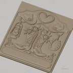 Fichier CNC & impression 3D thème western, bottes de cow-boy, chapeaux, lasso en forme de cœur, lanterne et fer à cheval, haute qualité relief STL