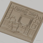 Fichier CNC & impression 3D salon de coiffure, fauteuil barbier, miroir, enseigne Barber Shop haute qualité relief STL