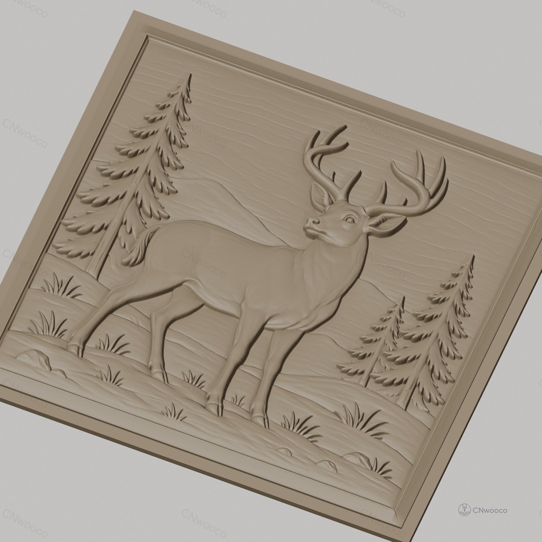 Fichier CNC & impression 3D cerf majestueux forêt montagne haute qualité relief STL