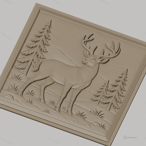 Fichier CNC & impression 3D cerf majestueux forêt montagne haute qualité relief STL