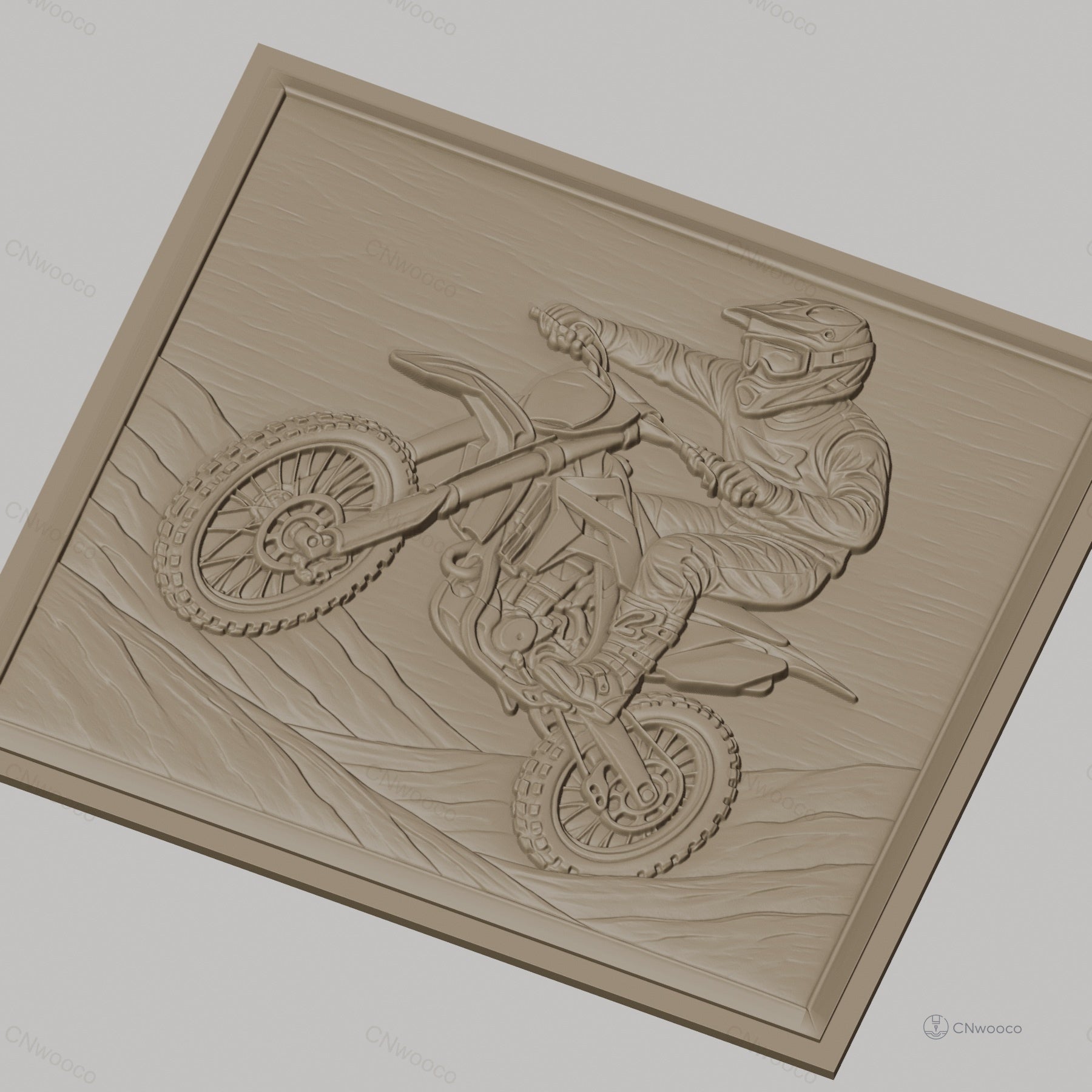 Fichier CNC & impression 3D motocross, pilote en action sur moto tout-terrain haute qualité relief STL