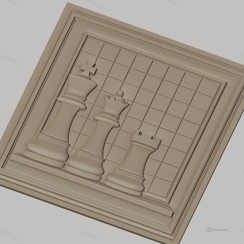 Fichier CNC & impression 3D échecs, pièces roi reine tour sur échiquier, haute qualité relief STL