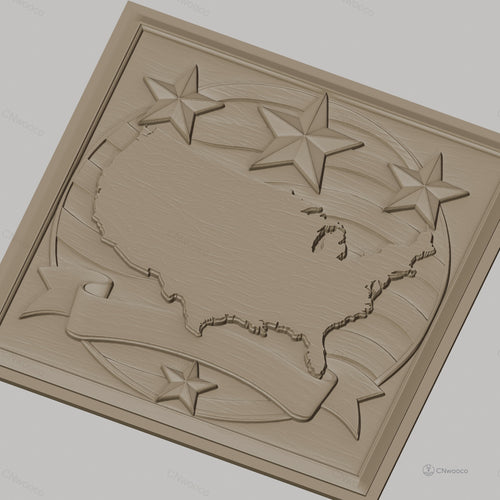 Fichier CNC & impression 3D carte des États-Unis, étoiles et bannière relief américain, haute qualité relief STL