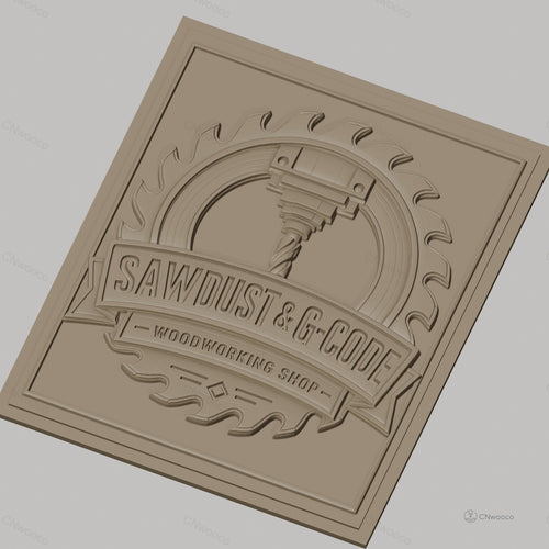 Fichier CNC & impression 3D logo scie circulaire et fraise, atelier de menuiserie haute qualité relief STL