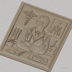 Fichier CNC & impression 3D relief médecin, docteur avec stéthoscope et symbole médical, haute qualité relief STL