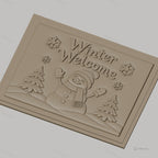 Fichier CNC & impression 3D bonhomme de neige hiver, sapins et flocons, haute qualité relief STL