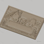 Fichier CNC & impression 3D animaux de la ferme, cheval chien vache panneau vide, haute qualité relief STL