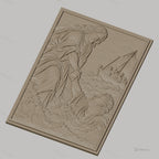 Fichier CNC & impression 3D scène Jésus sauvant Pierre, bateau, eau agitée haute qualité relief STL