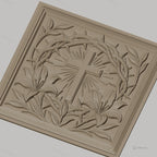 Fichier CNC & impression 3D croix chrétienne, couronne d’épines et lys, haute qualité relief STL