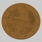 Fichier CNC & impression 3D horloge murale paysage japonais carpes koi pont STL