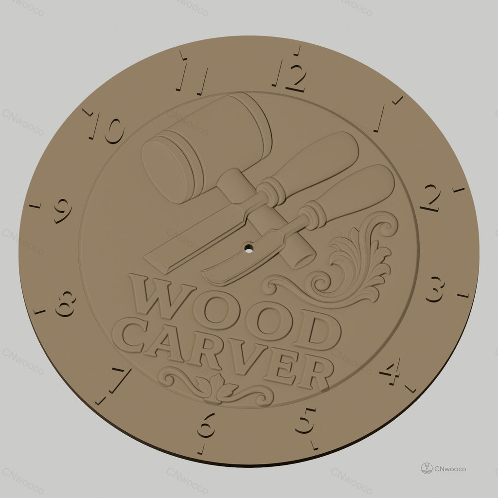 Fichier CNC & impression 3D horloge murale outils sculpture bois STL