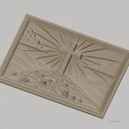 Fichier CNC & impression 3D croix chrétienne, colline, rayons de lumière, ciel en relief, haute qualité relief STL