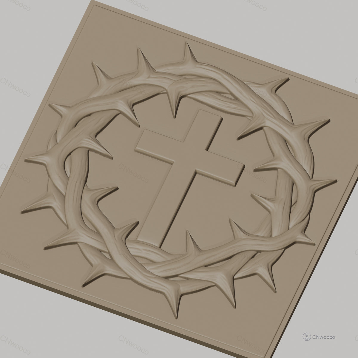 Fichier CNC & impression 3D Croix chrétienne et couronne d'épines, haute qualité relief STL