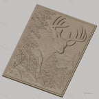 Fichier CNC & impression 3D cerf majestueux avec paysage naturel, forêt et montagne relief, haute qualité relief STL