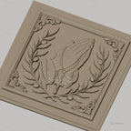 Fichier CNC & impression 3D mains en prière, chapelet et branches d’olivier, haute qualité relief STL