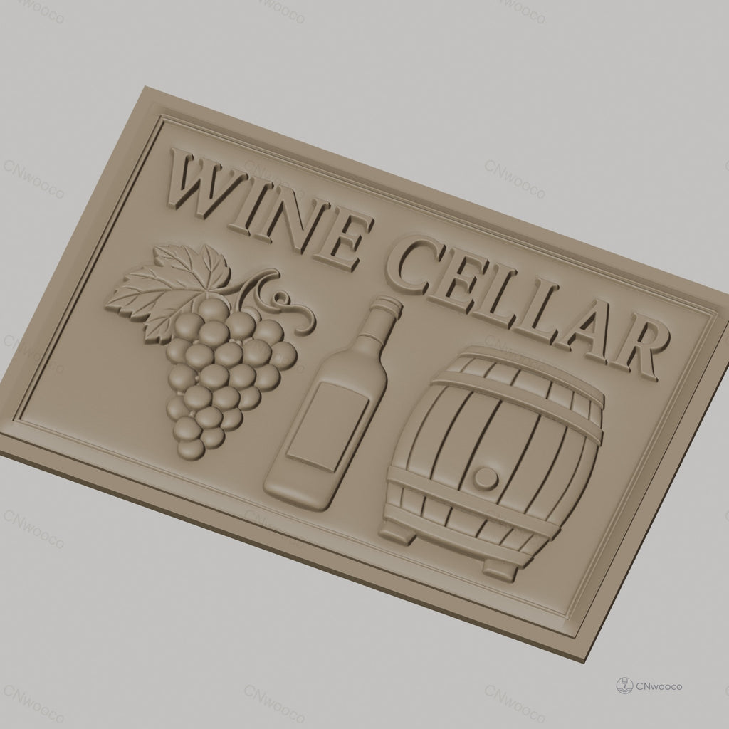 Fichier CNC & impression 3D Wine Cellar, grappes de raisin, bouteille de vin, tonneau, haute qualité relief STL