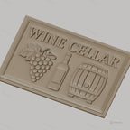 Fichier CNC & impression 3D Wine Cellar, grappes de raisin, bouteille de vin, tonneau, haute qualité relief STL