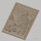 Fichier CNC & impression 3D aigle sur branche, montagnes, forêt, rivière, haute qualité relief STL
