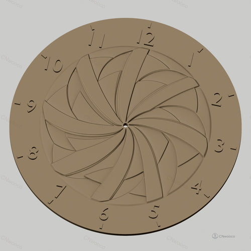 Fichier CNC & impression 3D horloge murale motif géométrique spirale moderne STL