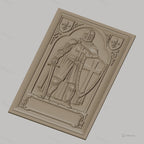 Fichier CNC & impression 3D chevalier armure médiévale, épée et bouclier croix, haute qualité relief STL